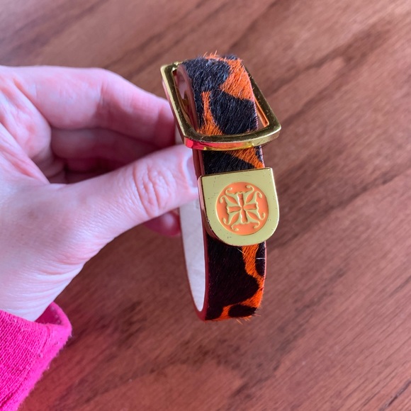 Rustic Cuff Orange and Black Calf Hair Bracelet - Picture 5 of 7